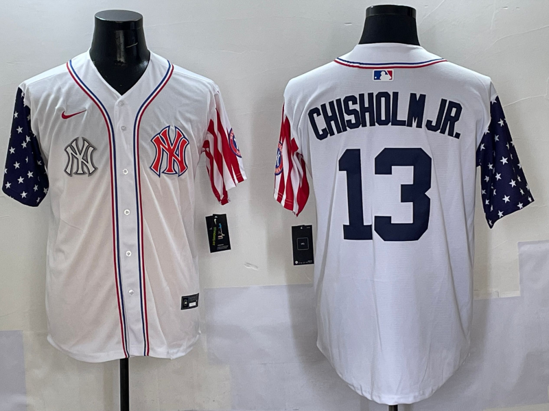 Men 2025  MLB New York Yankees #13 Chisholm Jr white jersey style 14